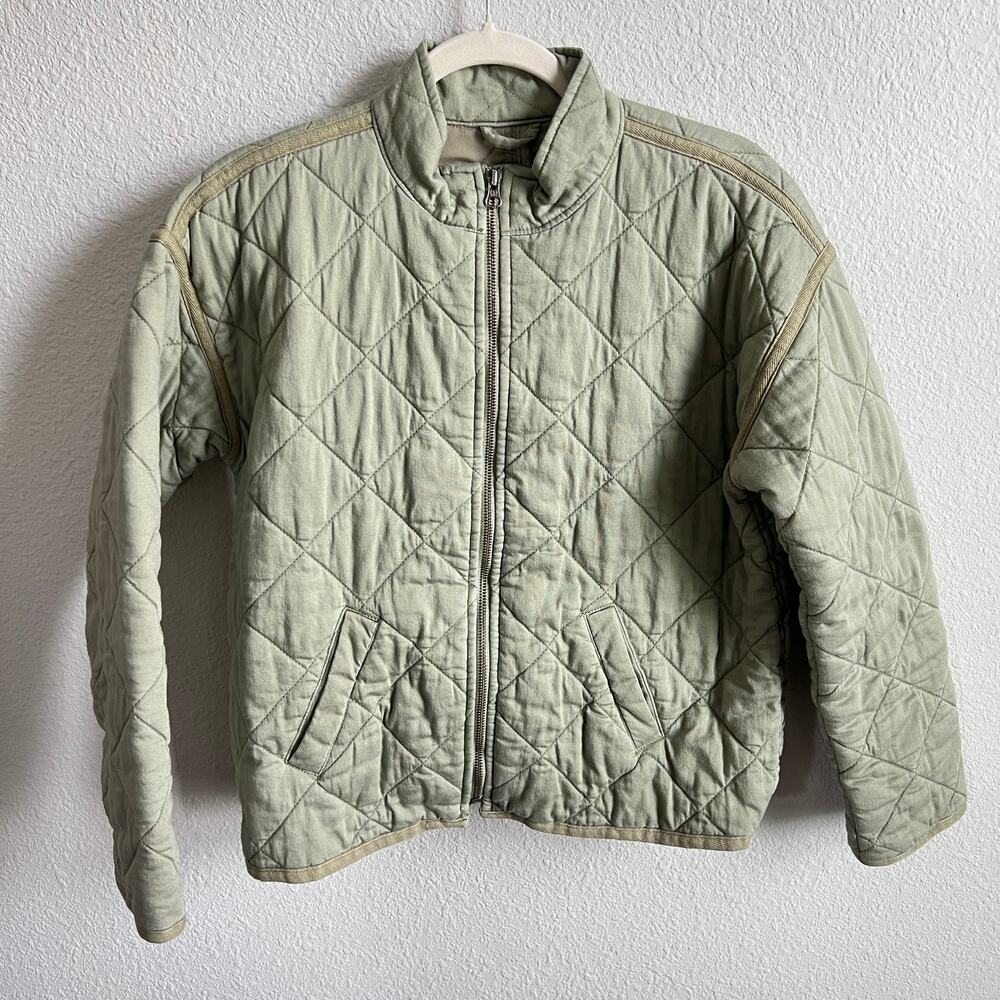 Gap Kids Quilted Utility Jacket Olive Green Girl's XXL 14-16 Full Zip Winter